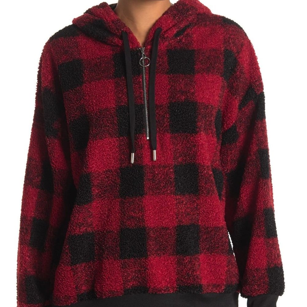 rxb buffalo check quarter zip up hoodie NEW with tags